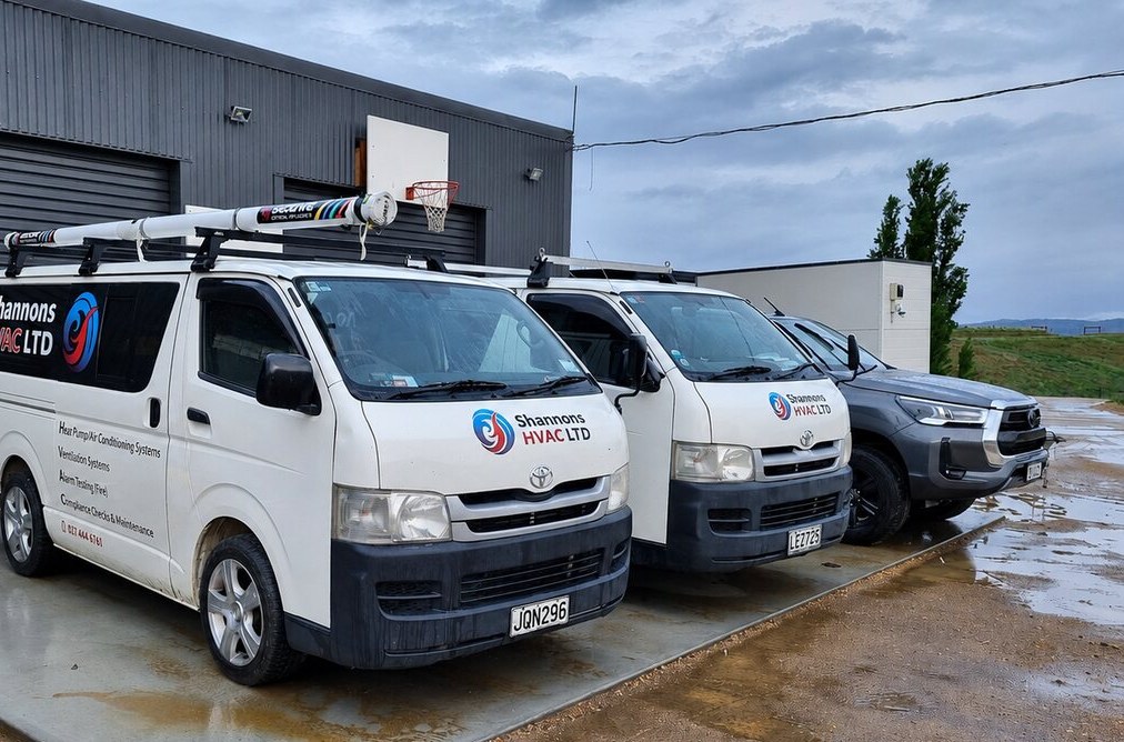 The Shannons HVAC vans lined up at the Alexandra yard