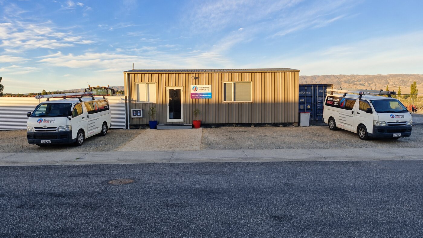 The Shannons HVAC premises on Centago Place, Alexandra, with the vans parked out front